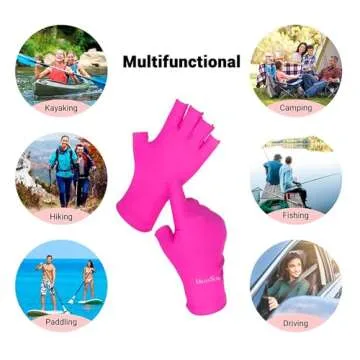 MelodySusie UV Gloves for Gel Nail Lamp, Professional Protection Gloves for Manicures, Nail Art Skin Care Fingerless Glove Protect Hands (Neon Pink)