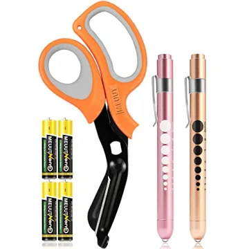 MEUUT 3 Pack Penlight & Medical Scissors for Healthcare Professionals