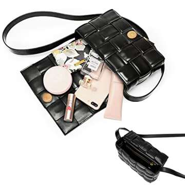 IPOTECH Woven Crossbody Bags for Women, Leather Trendy Design Shoulder Bags Clutch Purse