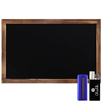 HBCY Creations 11" X 17" Torched Brown Solid Wood Frame Wall Chalkboard, Magnetic Surface, Home Déc...