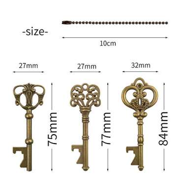 Aylifu Skeleton Key Bottle Opener, 6 Pieces Wedding Favors Vintage Key Bottle Opener with Escort Tag Card and Ball Bead Chain for Wedding Guests Party Favors Rustic Decoration - Bronze and Silver