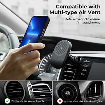 pitaka Magnetic Car Phone Holder Mount for iPhone 15/14/13 Series & MagEZ Case 2 for Galaxy S23/S22 Series [MagEZ Car Mount Lite] Compatible with MagSafe (Non-Charging Version) - Air Vent