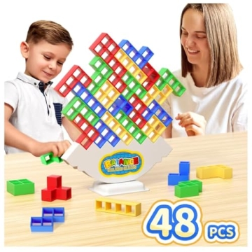 Ziogogco 48 Pcs Balance Stacking Blocks Game - Fun Family & Party Toy