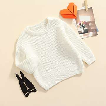 Afunbaby Baby Girl Boy Knit Sweater Blouse Pullover Sweatshirt Warm Crewneck Long Sleeve Tops for In...