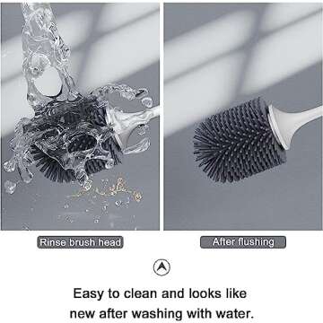 Lefree 2 Pack Silicone Toilet Brush Set with Ventilated Holder, Floor Standing & Wall Mounted Toilet Scrubber