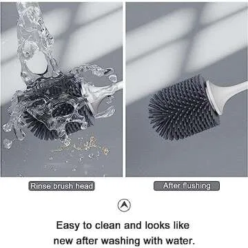 Lefree 2 Pack Silicone Toilet Brush Set with Ventilated Holder, Floor Standing & Wall Mounted Toilet Scrubber