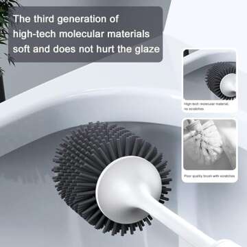 Lefree 2 Pack Silicone Toilet Brush Set with Ventilated Holder, Floor Standing & Wall Mounted Toilet Scrubber