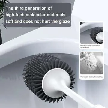 Lefree 2 Pack Silicone Toilet Brush Set with Ventilated Holder, Floor Standing & Wall Mounted Toilet Scrubber