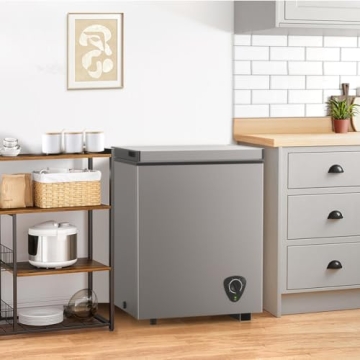Space-Saving 3.5 Cu.Ft Mini Chest Freezer with Adjustable Temperature and Removable Basket for Easy ...