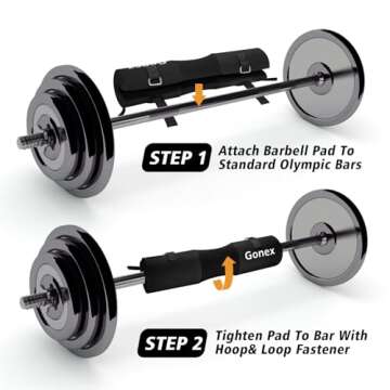 Gonex Barbell Pad Set for Squats Hip Thrusts Upgraded Bar Neck Pads Workout Foam Weightlifting Cushion with 2 Gym Ankle Straps Hip Resistance Band Fits Standard Olympic Bars with a Carry Bag