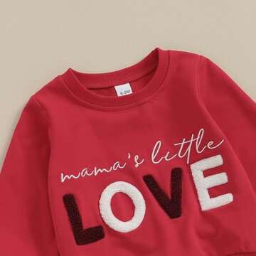 Toddler Baby Boy Valentines Day Outfit Infant Little Kids Long Sleeve Mama's Little Love Heart Sweatshirt Pants Set (Red, 2-3 Years)