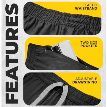 NY Threads Men's Athletic Shorts Quick Dry Loose-Fit Lightweight Running Workout Gym Shorts with Poc...