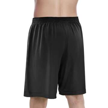 NY Threads Men's Athletic Shorts Quick Dry Loose-Fit Lightweight Running Workout Gym Shorts with Pockets, Large, Black