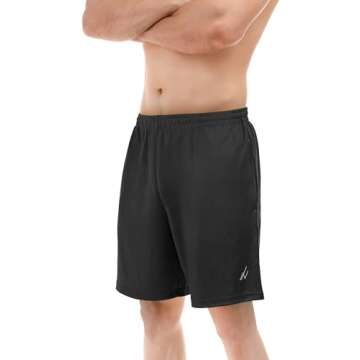 NY Threads Men's Athletic Shorts Quick Dry Loose-Fit Lightweight Running Workout Gym Shorts with Pockets, Large, Black