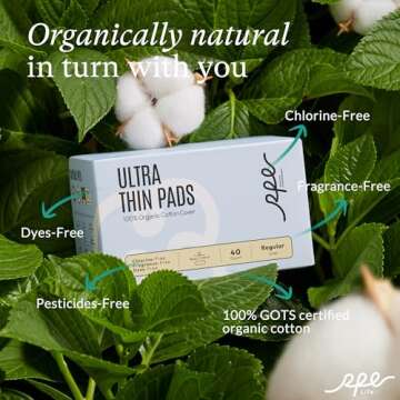 RPE Life 100% Organic Panty Liners for Women - 120ct, Ultra Thin Cotton Cover, Regular Pantiliners