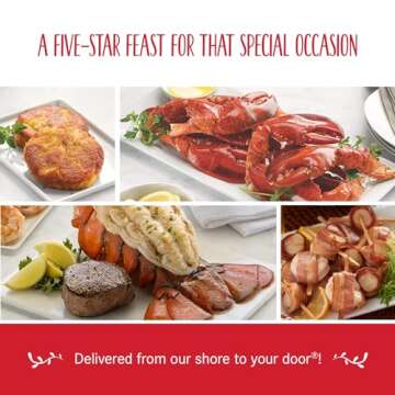Lobster Gram - Colossal Lobster Feast Dinner for Two – Fresh Lobster Tails, Filet Mignon, Cheeseca...