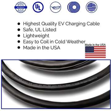 Inteset 21ft 40amp J1772 EV Extension Cord, Made in USA for Electric Vehicle Charging Stations, Carr...
