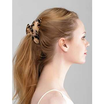 Prettyou Large Size 3.5" Handmade Celluloid French Design Barrettes Tortoise Shell Claw Fashion Acce...