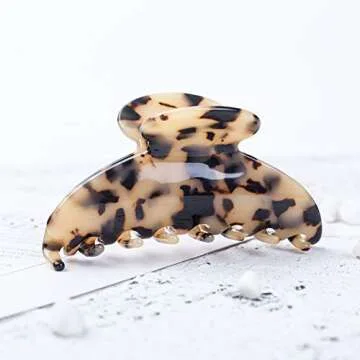 Prettyou Large Size 3.5" Handmade Celluloid French Design Barrettes Tortoise Shell Claw Fashion Accessories Hair Clip for Women (B)