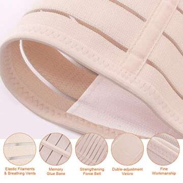 lifecolor 3 in 1 Postpartum Belly Wrap, Belly Girdle Support Recovery Waist Pelvis Belt Body Shaper Postnatal Shapewear, Nude XXL