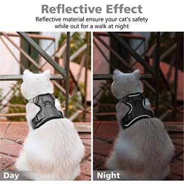 Dooradar Cat Harness and Leash Set, Escape Proof Safe Adjustable Kitten Vest Harnesses for Walking, Easy Control Soft Breathable Mesh Jacket with Reflective Strips for Cats, Grey, S