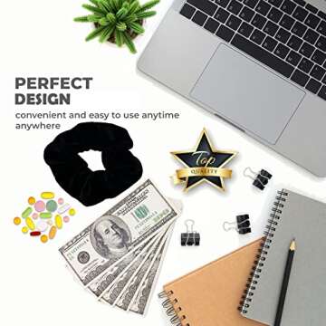 Zipper Scrunchie Safe (3 Pack) - Velvet Stasher scrunchies Compartment for Cash Cards Keys Pills Val...