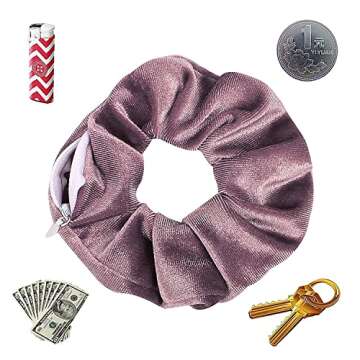 Zipper Scrunchie Safe (3 Pack) - Velvet Stasher scrunchies Compartment for Cash Cards Keys Pills Valuables | Hair bun ties Secret Pocket ponytails women Diversion safes disguise container Accessories