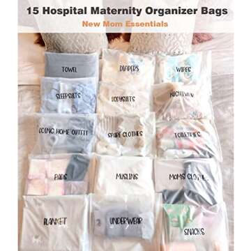 15 Pack Hospital Bags for Labor and Delivery,11 x 14 Inch Maternity Hospital Bag Essentials for Momm...