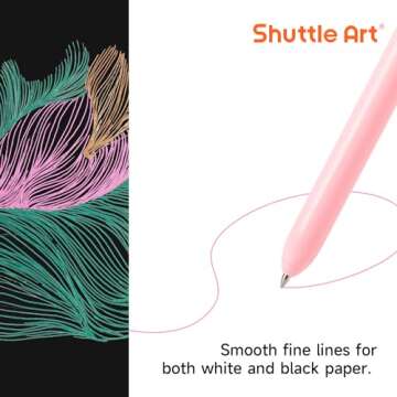 Shuttle Art Colored Retractable Gel Pens, 8 Pastel Ink Colors, Cute Pens 0.7mm Fine Point Quick Drying for Black Paper Writing Drawing Journaling Note Taking School Office Home