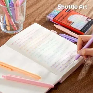 Shuttle Art 8 Pastel Gel Pens Set for Smooth Writing