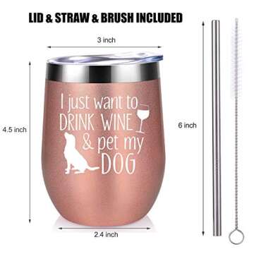 Dog Mom Gifts, Dog Lover Gifts for Women - Funny Gifts for Dog Lovers, Dog Gifts for Women - Dog Themed Birthday Gifts for Dog Owner, Dog Mama, Dog Lady, Dog People - Coolife Wine Tumbler Dog Mom Cup