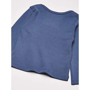 Hanes Kids Long-Sleeve Undershirt, Flexy Soft Knit Expandable Shoulder Pullover for Babies & Toddlers, 4-Pack, Blue/Green/Aqua, 12-18 Months