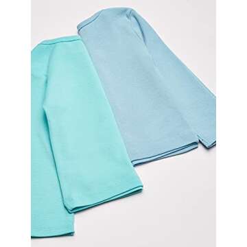 Hanes Kids Long-Sleeve Undershirt, Flexy Soft Knit Expandable Shoulder Pullover for Babies & Toddlers, 4-Pack, Blue/Green/Aqua, 12-18 Months