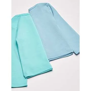 Hanes Kids Long-Sleeve Undershirt, Flexy Soft Knit Expandable Shoulder Pullover for Babies & Toddlers, 4-Pack, Blue/Green/Aqua, 12-18 Months