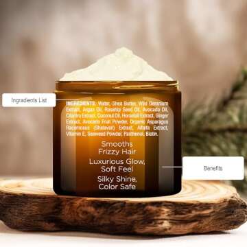 Majestic Pure Avocado and Coconut Hair Mask for Dry Damaged Hair - Infused with Biotin - Deep Conditioning, Hair Thickening, for Healthy Hydrated Hair, Sulfate Free, 16 fl oz
