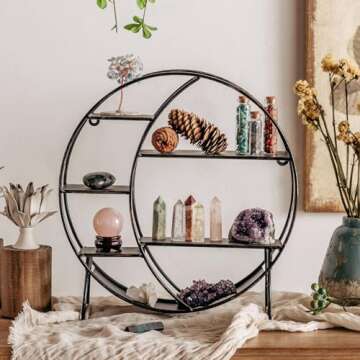Apresolar Moon Shelf for Crystals - Circle Shelf Wall Decor for Wall and Countertop - Crystal Shelf ...