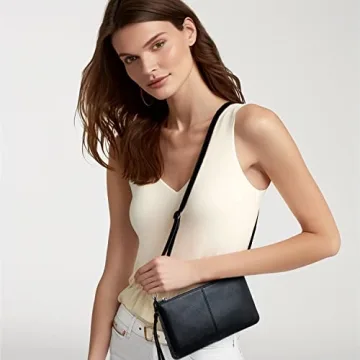 Bveyzi Black Leather Wristlet Clutch for Women