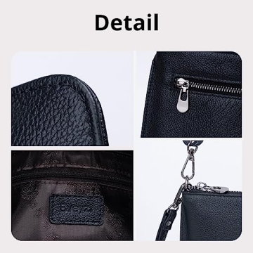 Bveyzi Black Leather Wristlet Clutch for Women