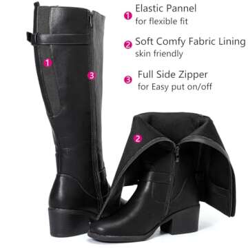 Luoika Women's Extra Wide Calf Knee High Boots for Winter