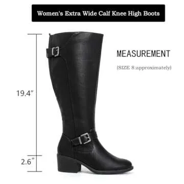 Luoika Women's Extra Wide Calf Knee High Boots for Winter