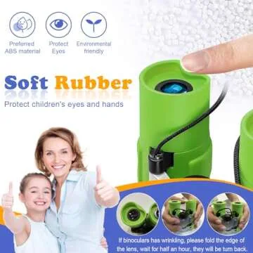 Obuby Real Binoculars for Kids Gifts for 3-12 Years Boys Girls 8x21 High-Resolution Optics Mini Compact Binocular Toys Shockproof Folding Small Telescope for Bird Watching,Travel, Camping, Light Green