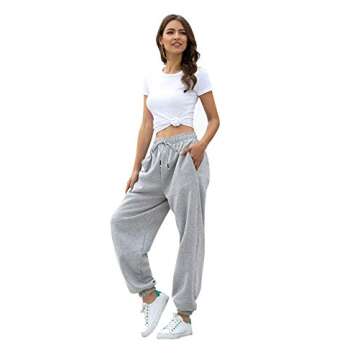 Cinch Bottom Sweatpants for Women Joggers Pockets Drawstring Teen Girl Sporty Gym Athletic Fit Pants Lounge Trousers Grey S