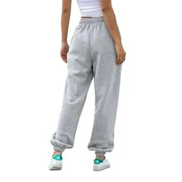 Cinch Bottom Sweatpants for Women Joggers Pockets Drawstring Teen Girl Sporty Gym Athletic Fit Pants Lounge Trousers Grey S