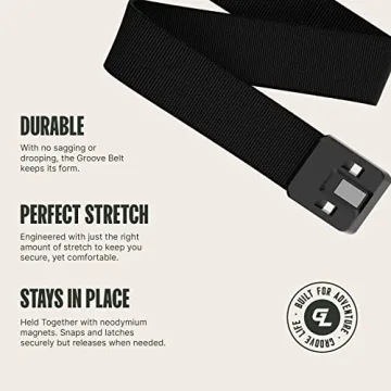 Groove Life Black Belt for Men with Magnetic Buckle