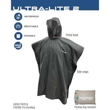 FROGG TOGGS Ultra-Lite2 Youth Waterproof Breathable Poncho