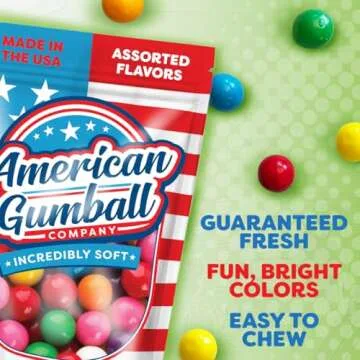 American Gumball Company - .62 inch Bubble Gum Balls for Small 1/2" Gumball Machine - 5 Assorted Flavors, Bulk Bag, 2 Pounds