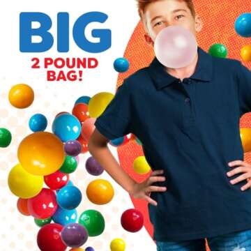 American Gumball Company - .62 inch Bubble Gum Balls for Small 1/2" Gumball Machine - 5 Assorted Flavors, Bulk Bag, 2 Pounds