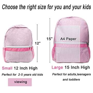 BLANKSMALL Toddler Backpack, Seersucker Small Kids Backpack, Classic Mini Preppy School Preschool Ki...