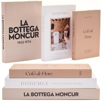 Moncur Home Faux Books for Decoration Coffee Table Books set of 3 Decorative Books Neutral Room Deco...