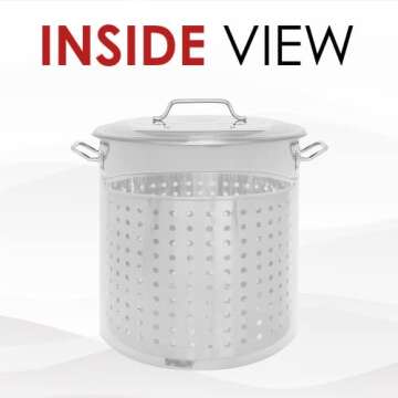 CONCORD Stainless Steel Stock Pot w/Steamer Basket. Cookware great for boiling and steaming (40 Quart)
